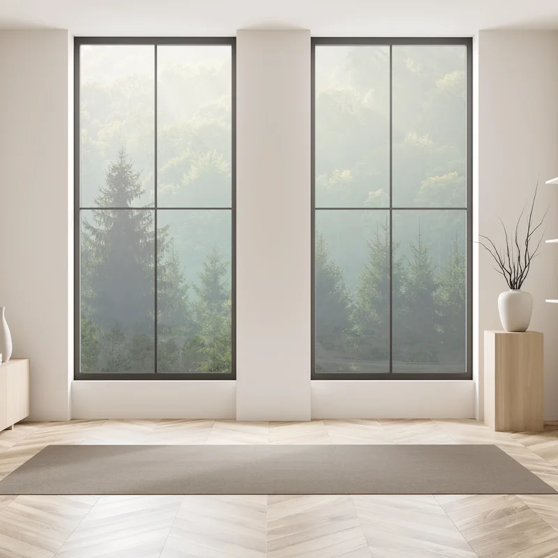 Fensteraufkleber nebeliger fichtenwald in den Karpaten bei sonnenaufgang