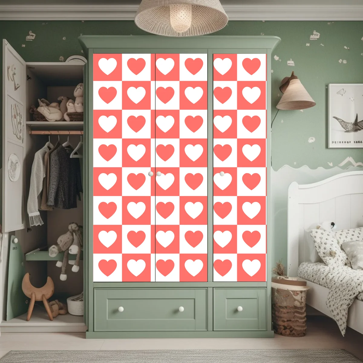 Schrankaufkleber rosa herzen schachbrettmuster Schrankaufkleber rosa herzen schachbrettmuster