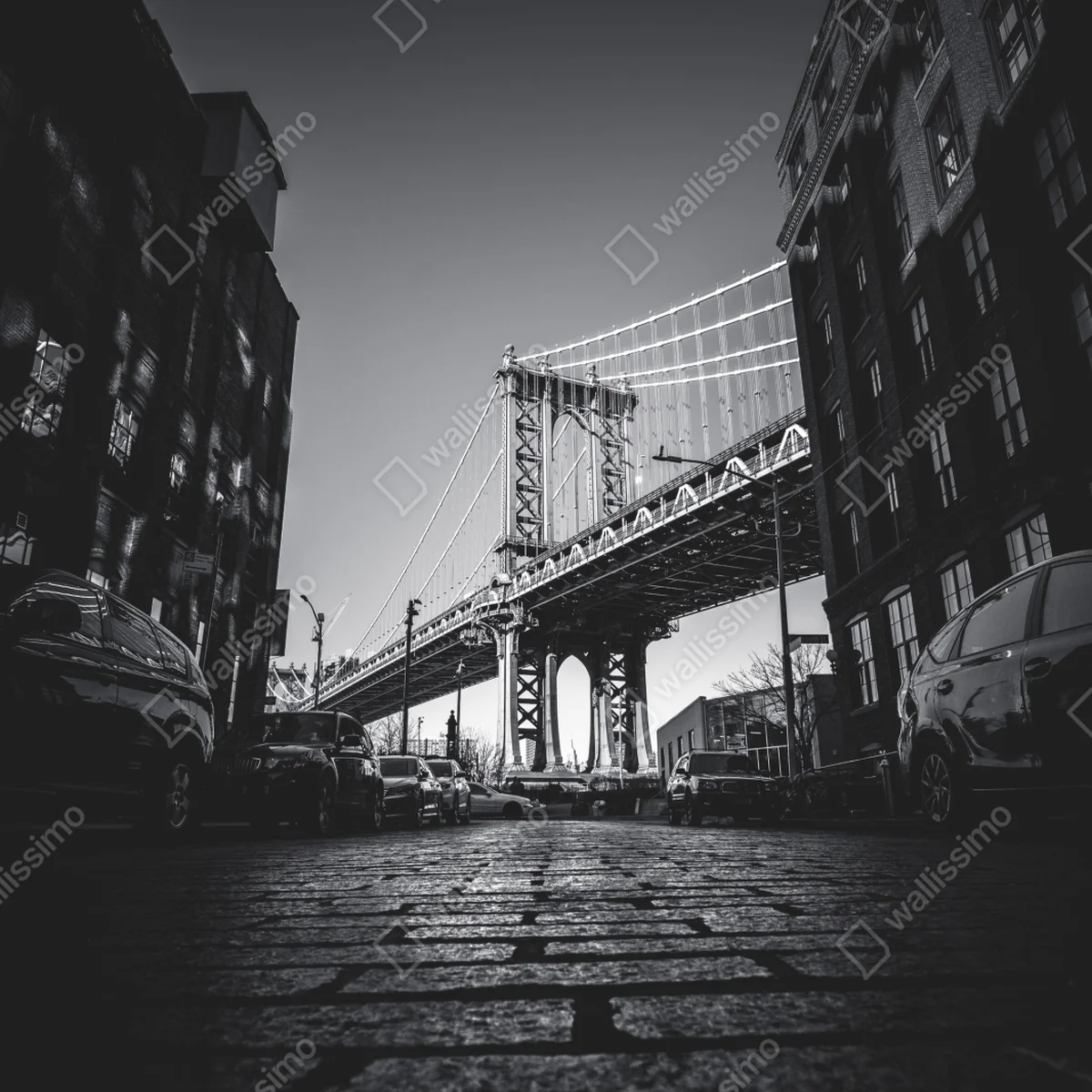 Kühlschrankaufkleber Manhattan brücke perspektive über kopfsteinpflaster Kühlschrankaufkleber Manhattan brücke perspektive über kopfsteinpflaster