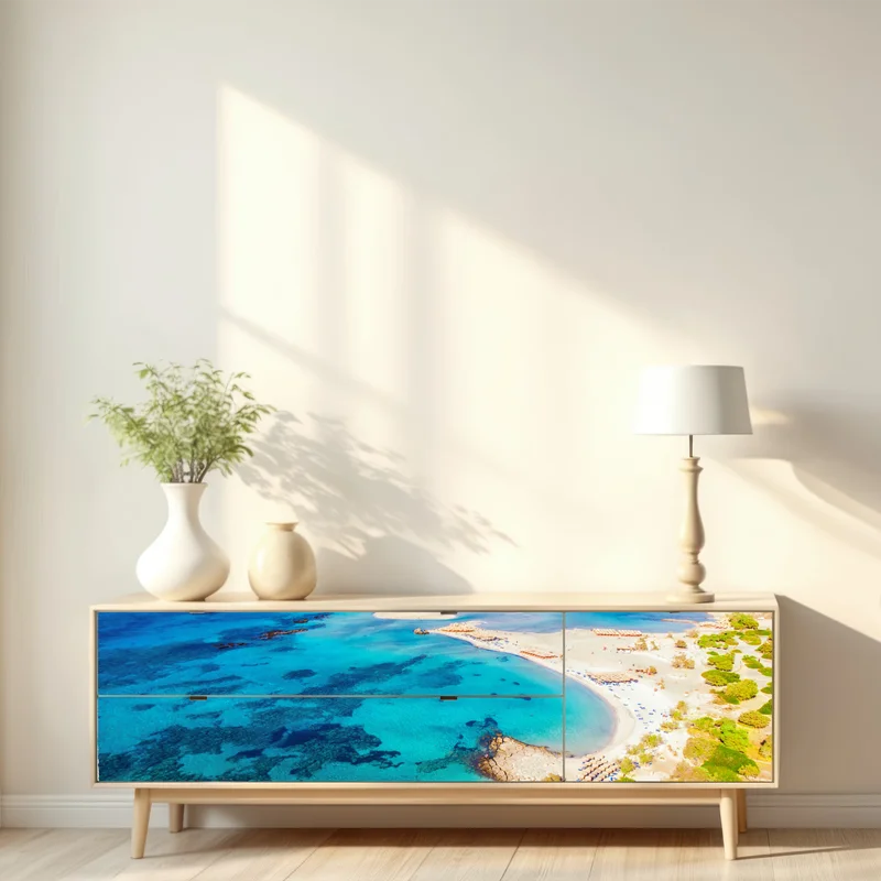 Repositionierbarer Aufkleber Elafonissi strand, Kreta türkis lagune Repositionierbarer Aufkleber Elafonissi strand, Kreta türkis lagune