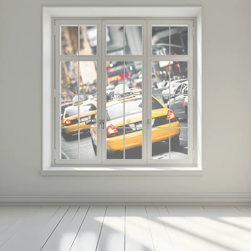 Fensteraufkleber gelbes taxi in den straßen von New York