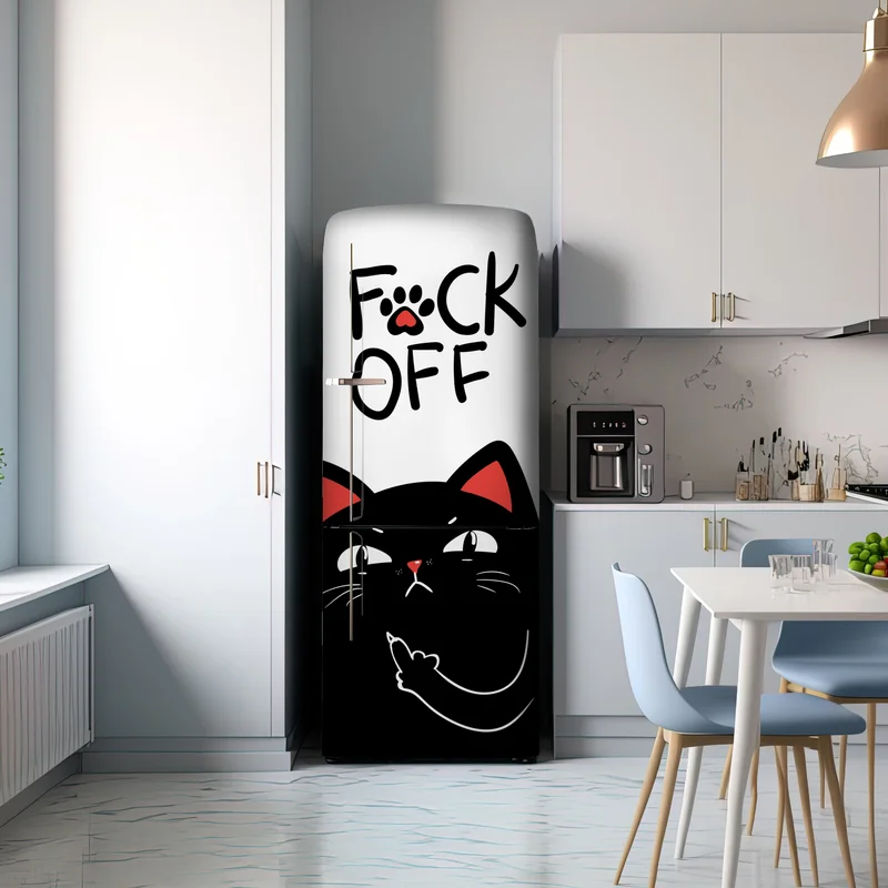 Kühlschrankaufkleber freche schwarze katze mit attitude Kühlschrankaufkleber freche schwarze katze mit attitude