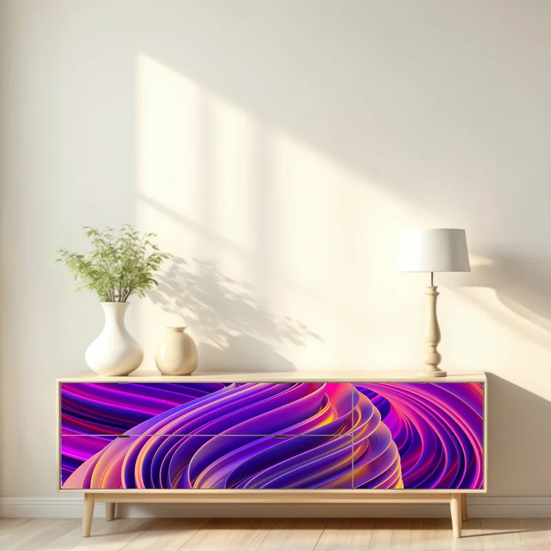 Repositionierbarer Aufkleber leuchtender lila 3d bandwirbel