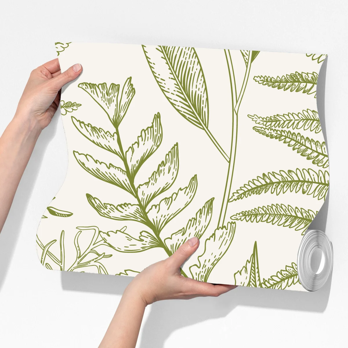 Fototapeta ręcznie rysowane zielone liście Fototapeta ręcznie rysowane zielone liście