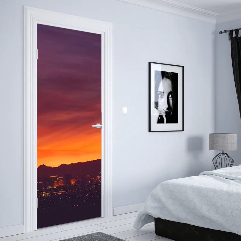 Türaufkleber Las Vegas sonnenuntergang skyline panorama