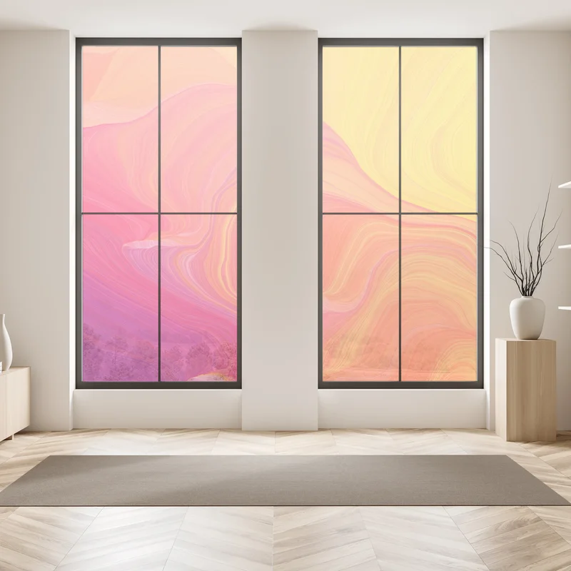 Fensteraufkleber leuchtende fließende farbwellen