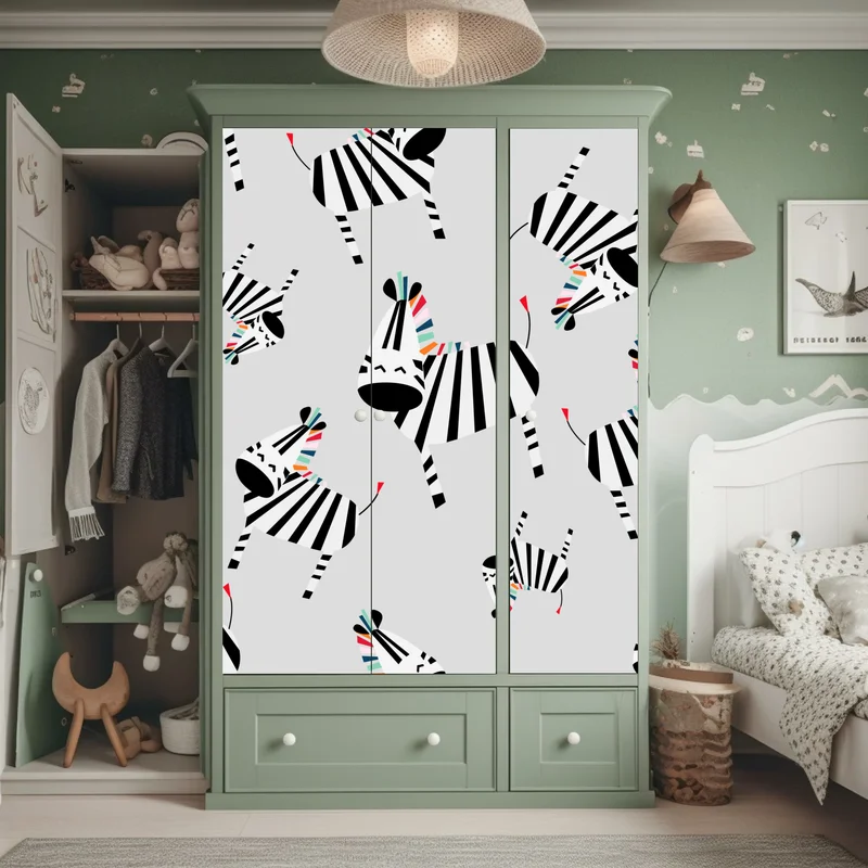 Schrankaufkleber verspieltes zebramuster mit streifen Schrankaufkleber verspieltes zebramuster mit streifen