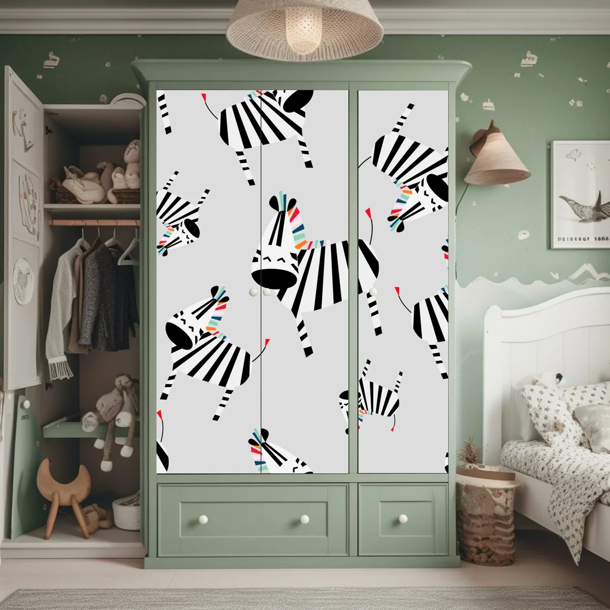 Schrankaufkleber verspieltes zebramuster mit streifen Schrankaufkleber verspieltes zebramuster mit streifen