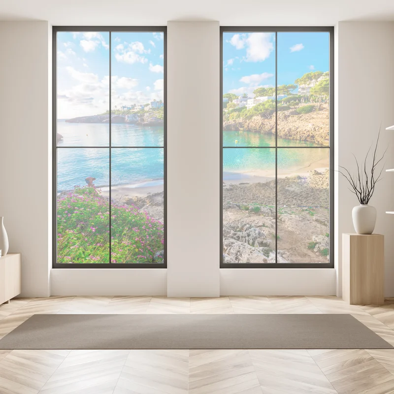 Fensteraufkleber sonnige Cala Esmeralda türkisbucht Fensteraufkleber sonnige Cala Esmeralda türkisbucht