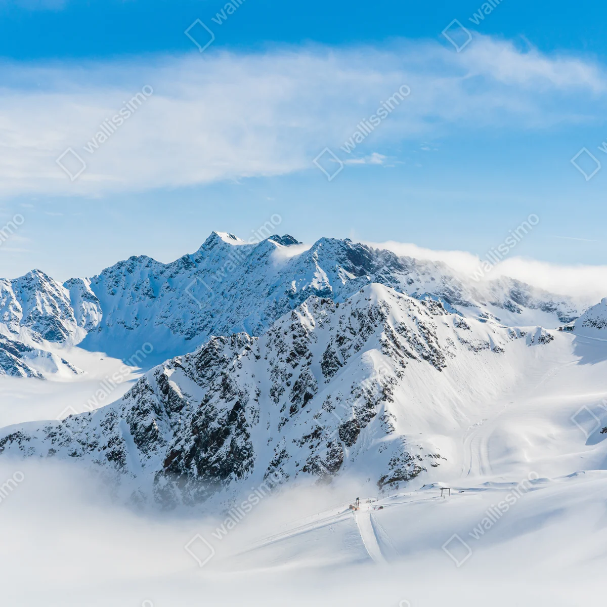 Türaufkleber panorama des Kaunertal gletschers über verschneiten gipfeln Türaufkleber panorama des Kaunertal gletschers über verschneiten gipfeln