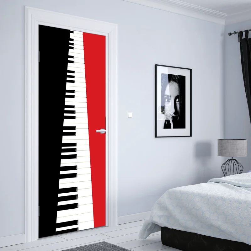 Türaufkleber schwarz-rotes klavier-tastatur motiv