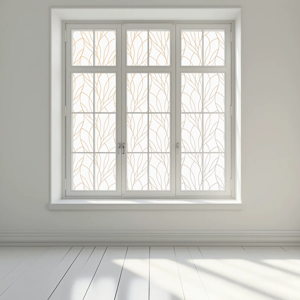 Naklejka na okno złoty wzór liści na białym tle Naklejka na okno złoty wzór liści na białym tle