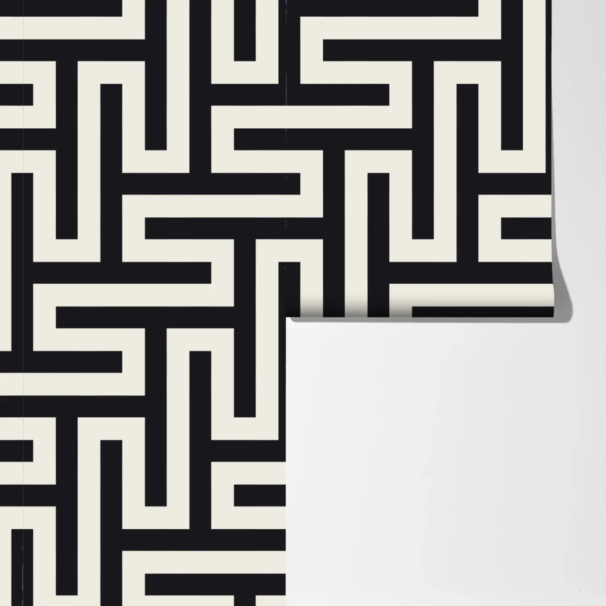 Fototapete geometrisches labyrinthmuster in beige und schwarz Fototapete geometrisches labyrinthmuster in beige und schwarz
