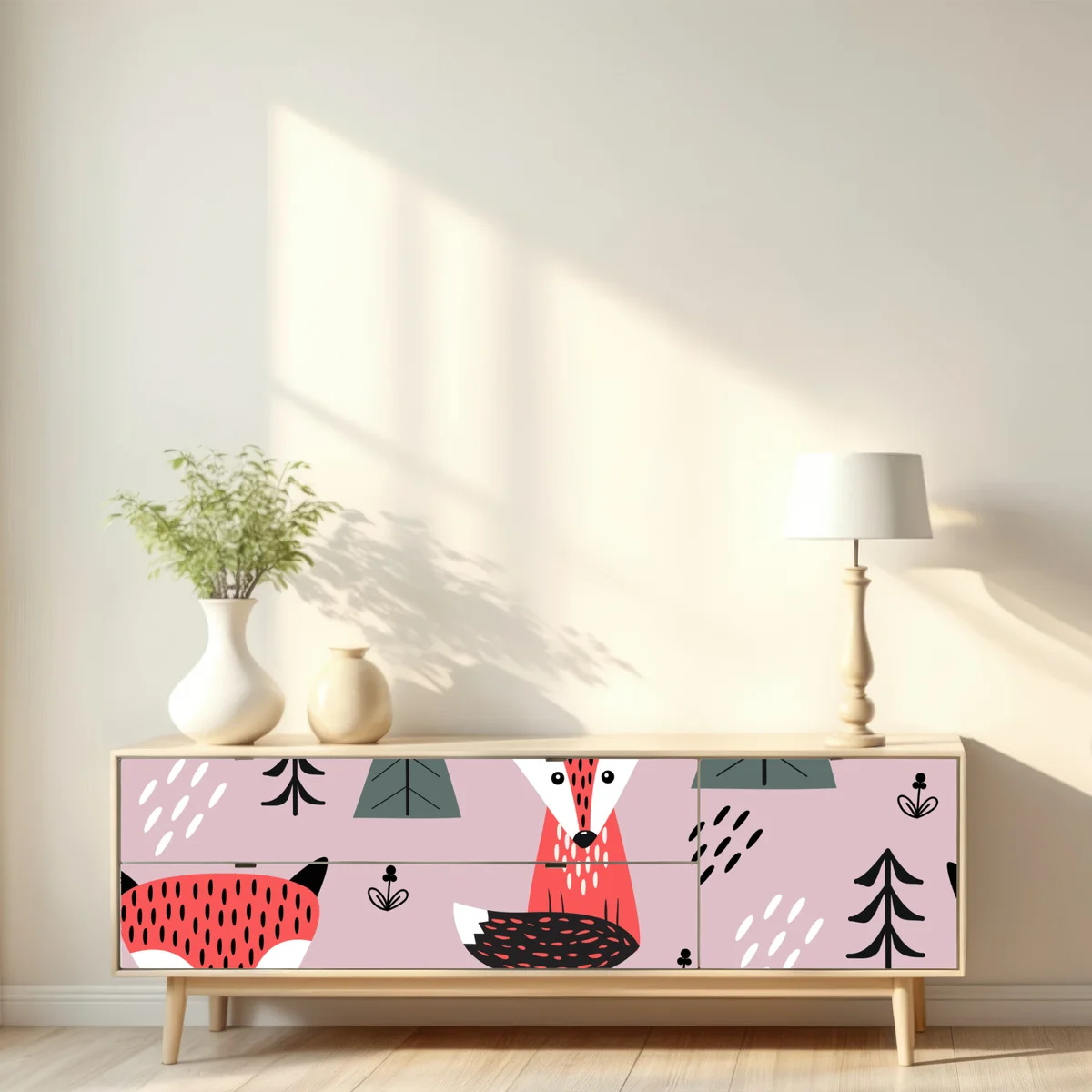 Repositionierbarer Aufkleber verspieltes fuchswaldmuster Repositionierbarer Aufkleber verspieltes fuchswaldmuster