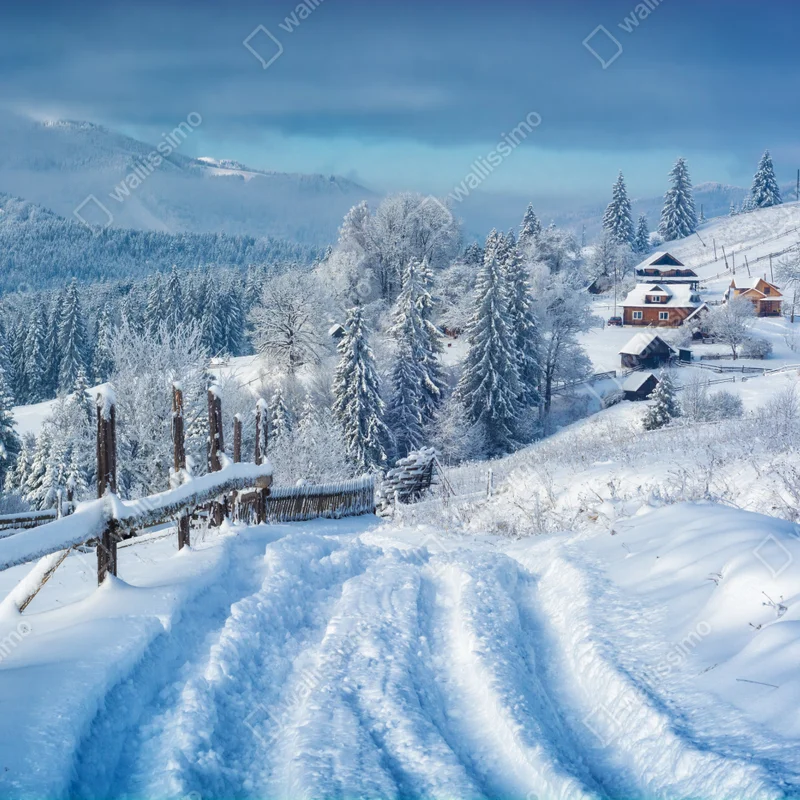 Fensteraufkleber winterweg zum alpendorf Fensteraufkleber winterweg zum alpendorf