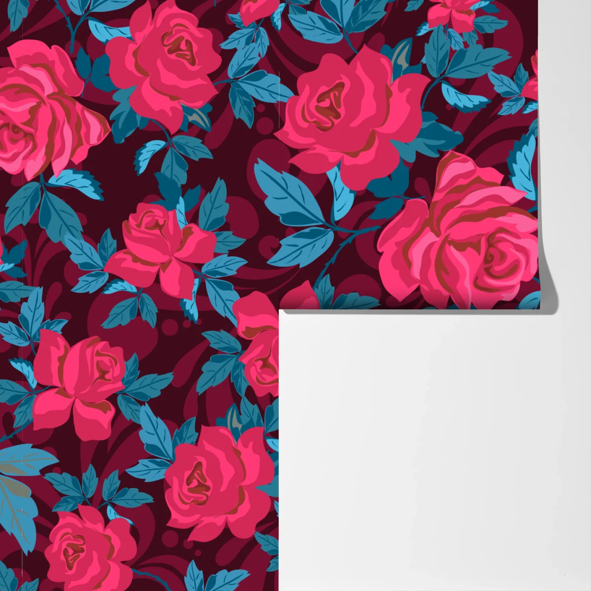 Fototapete vintage rosenmuster in rosa und türkis Fototapete vintage rosenmuster in rosa und türkis
