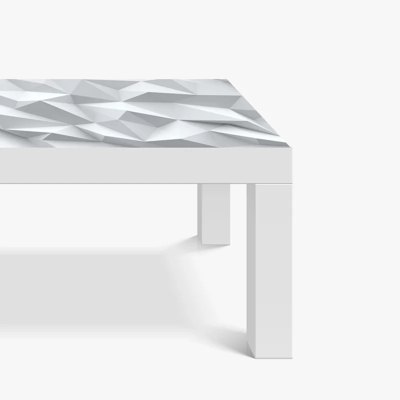 Tischaufkleber und Schreibtischaufkleber weißes dreidimensionales low-poly geometrisches muster