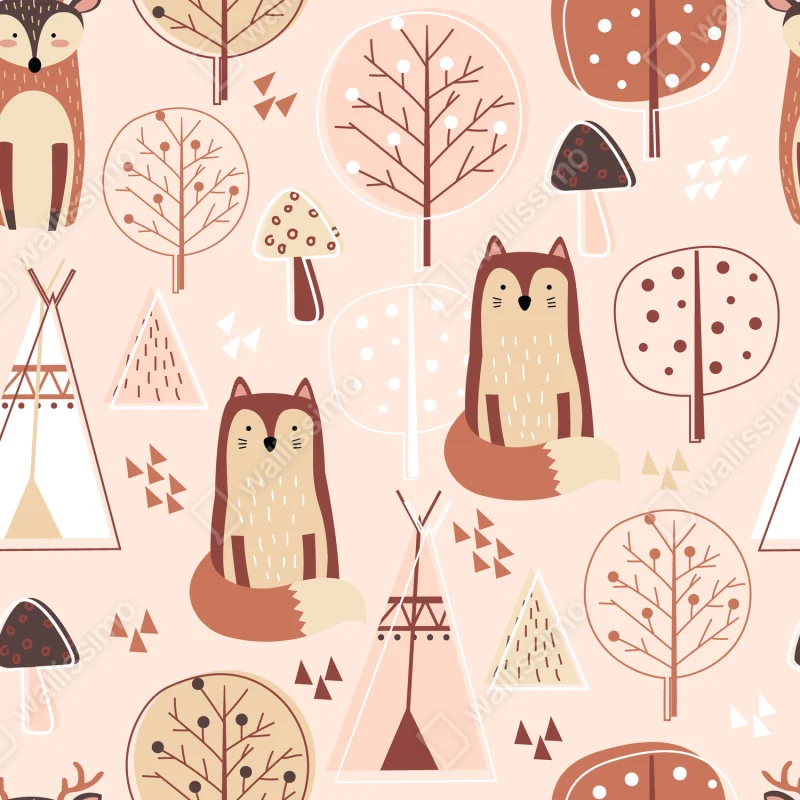 Repositionierbarer Aufkleber waldfüchse muster für kinderzimmer Repositionierbarer Aufkleber waldfüchse muster für kinderzimmer