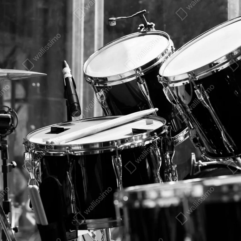Leinwandbild schwarzweißes schlagzeug nahaufnahme Leinwandbild schwarzweißes schlagzeug nahaufnahme