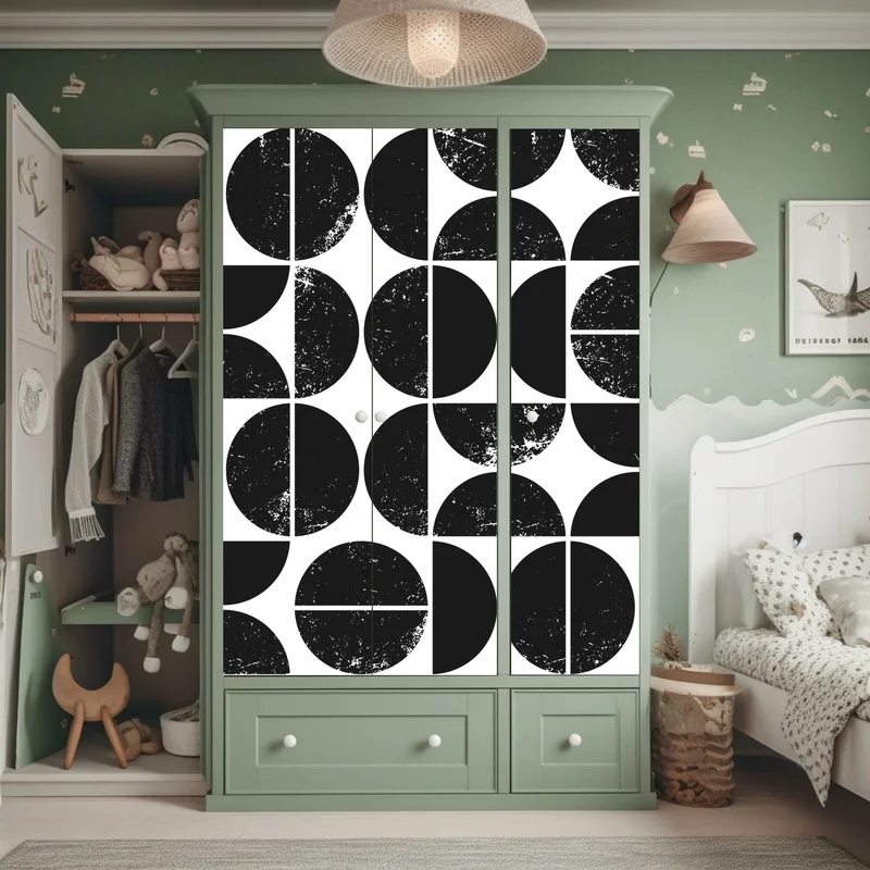 Schrankaufkleber schwarzes geometrisches kreismuster Schrankaufkleber schwarzes geometrisches kreismuster