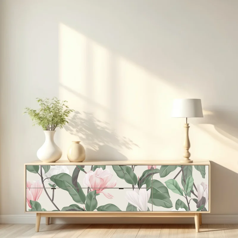 Repositionierbarer Aufkleber pastell magnolienmuster