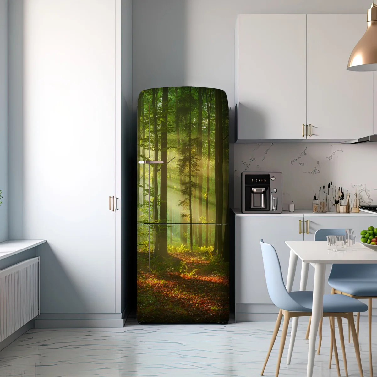 Kühlschrankaufkleber morgendliches licht im grünen wald Kühlschrankaufkleber morgendliches licht im grünen wald