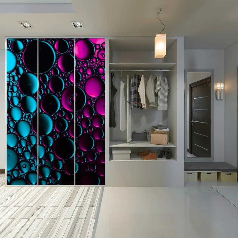 Schrankaufkleber türkis-magenta blasenmuster