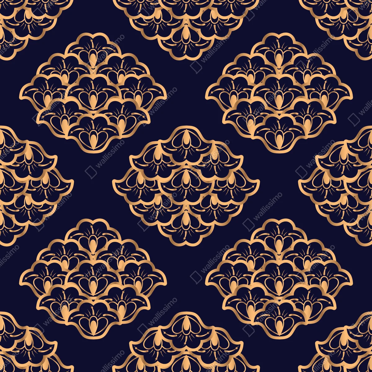 Kühlschrankaufkleber goldenes damastmuster auf marineblauem hintergrund Kühlschrankaufkleber goldenes damastmuster auf marineblauem hintergrund