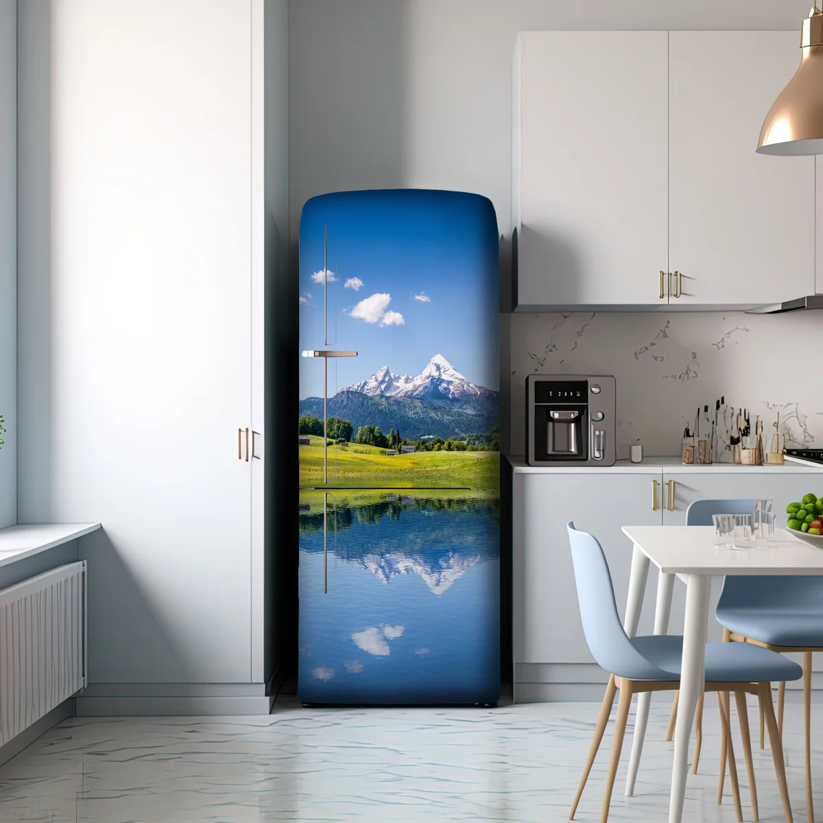 Kühlschrankaufkleber alpenpanorama mit spiegelung im see Kühlschrankaufkleber alpenpanorama mit spiegelung im see