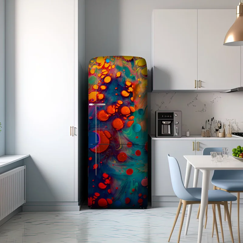 Kühlschrankaufkleber lebendige türkis-orange marmorierte kunst