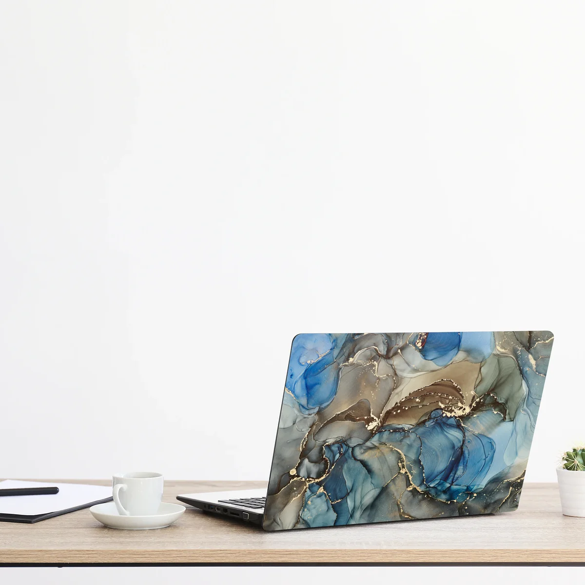 Laptop-Aufkleber blaue und goldene flüssige abstraktion Laptop-Aufkleber blaue und goldene flüssige abstraktion