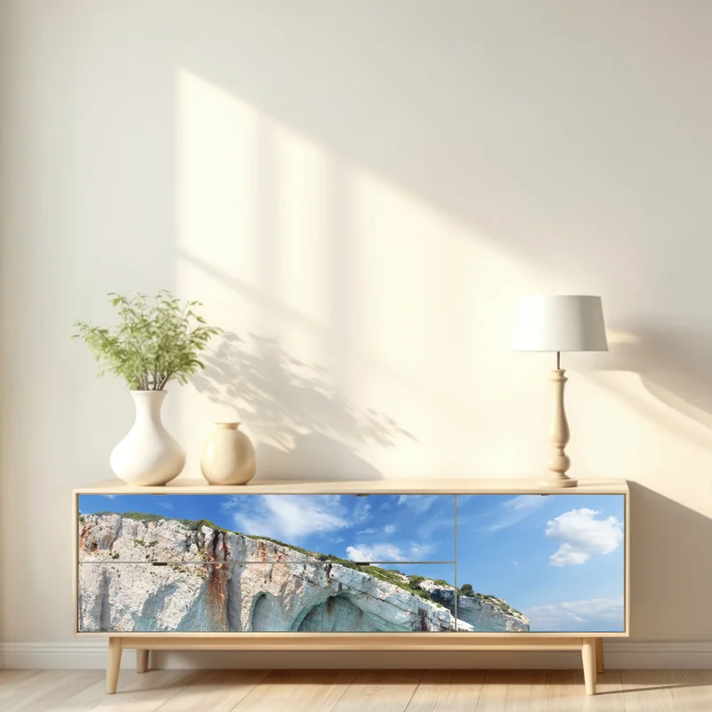 Repositionierbarer Aufkleber blaue höhlen auf Zakynthos