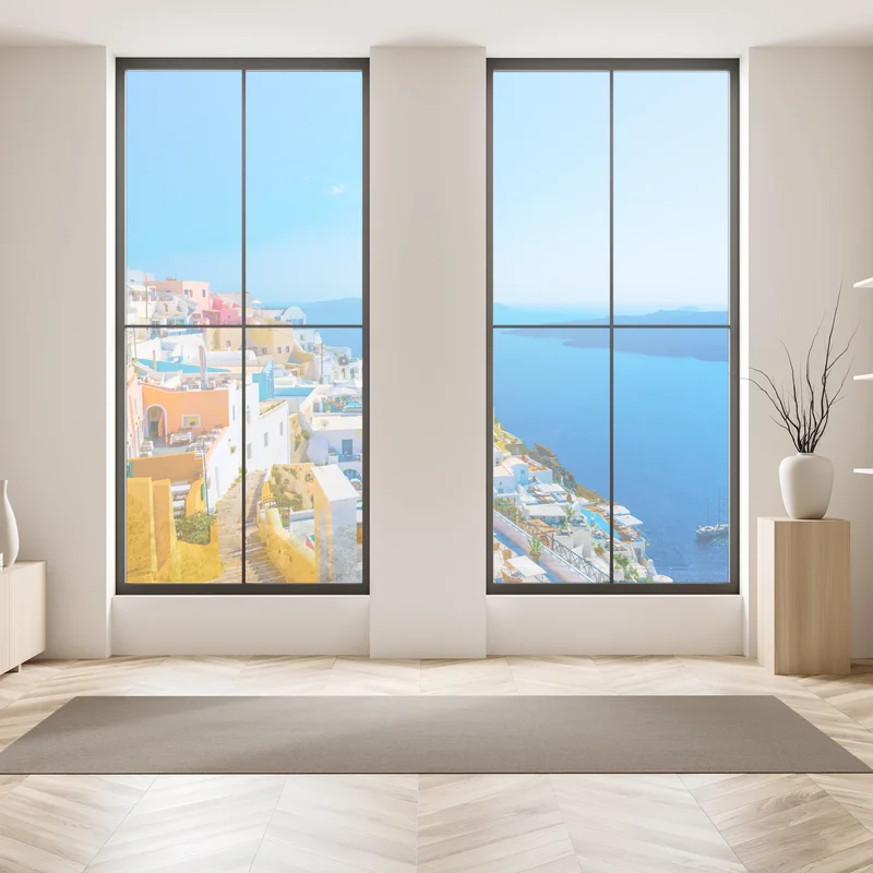 Fensteraufkleber sonnige ansicht der caldera von Santorini