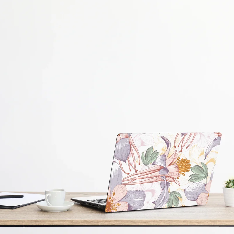 Laptop-Aufkleber zarte pastellblumen im botanischen stil