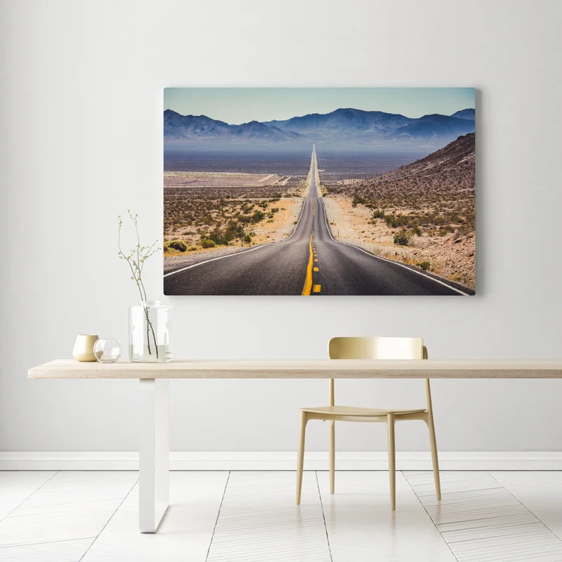Leinwandbild endlose wüstenstraße in die berge Leinwandbild endlose wüstenstraße in die berge