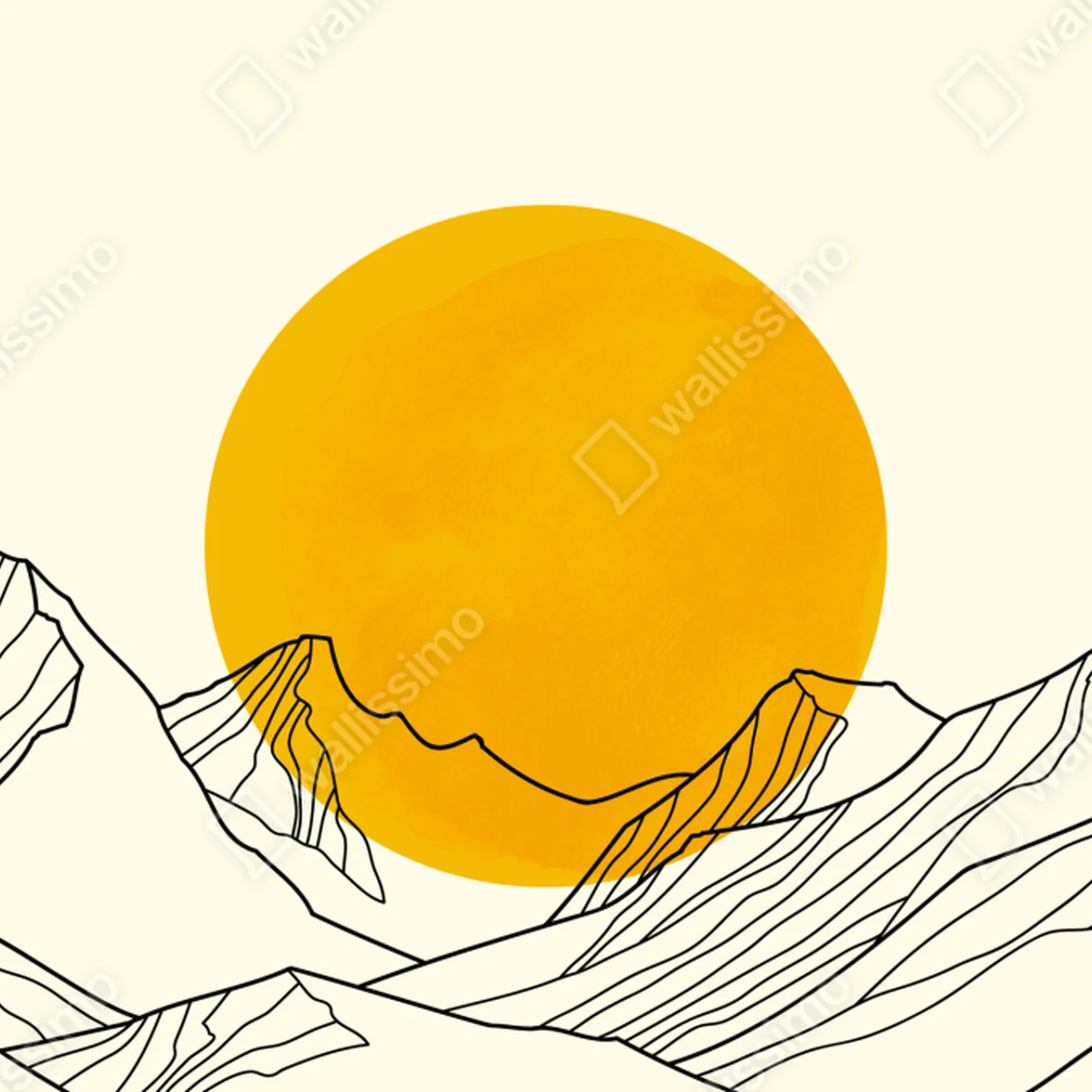 Laptop-Aufkleber goldene sonne über minimalistischen bergen Laptop-Aufkleber goldene sonne über minimalistischen bergen