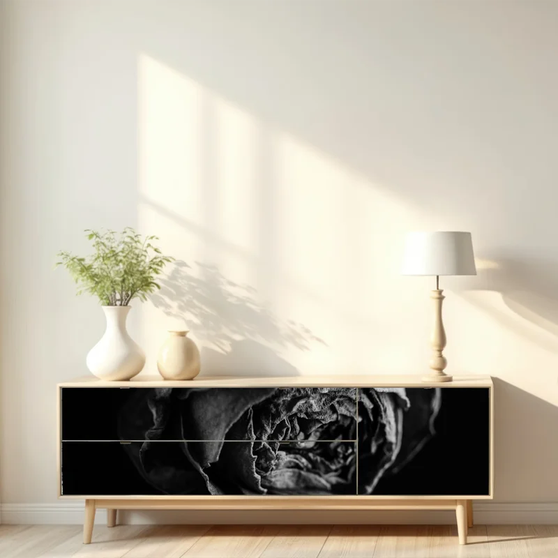 Repositionierbarer Aufkleber monochrome getrocknete rose