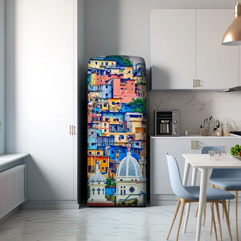 Kühlschrankaufkleber bunte häuser von Las Peñas am Santa Ana hügel, Guayaquil