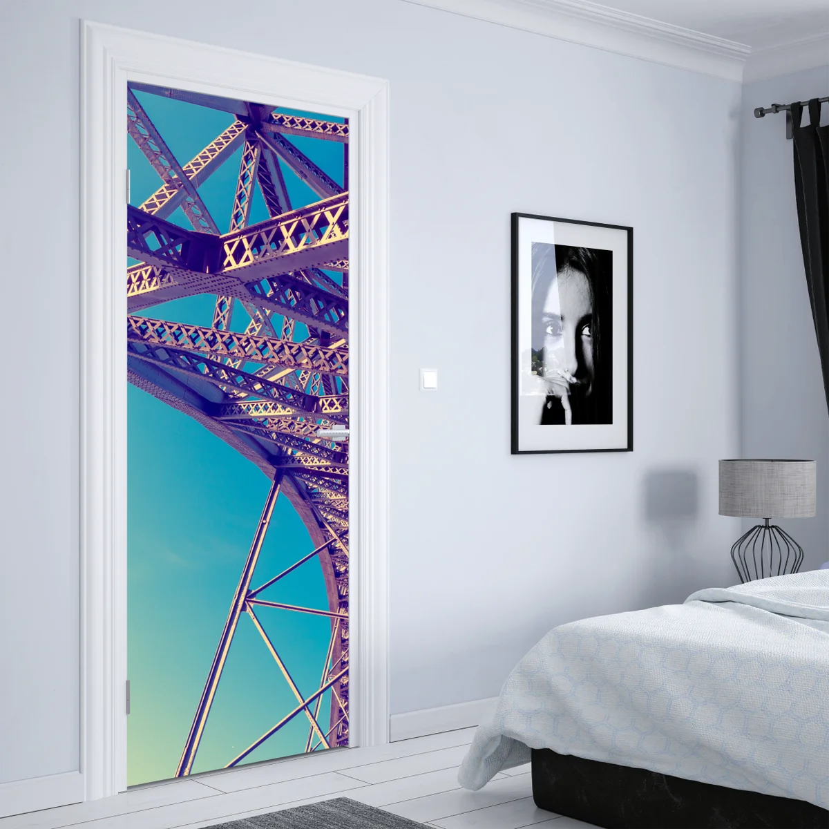 Türaufkleber abstrakte stahlbrücke in perspektive Türaufkleber abstrakte stahlbrücke in perspektive