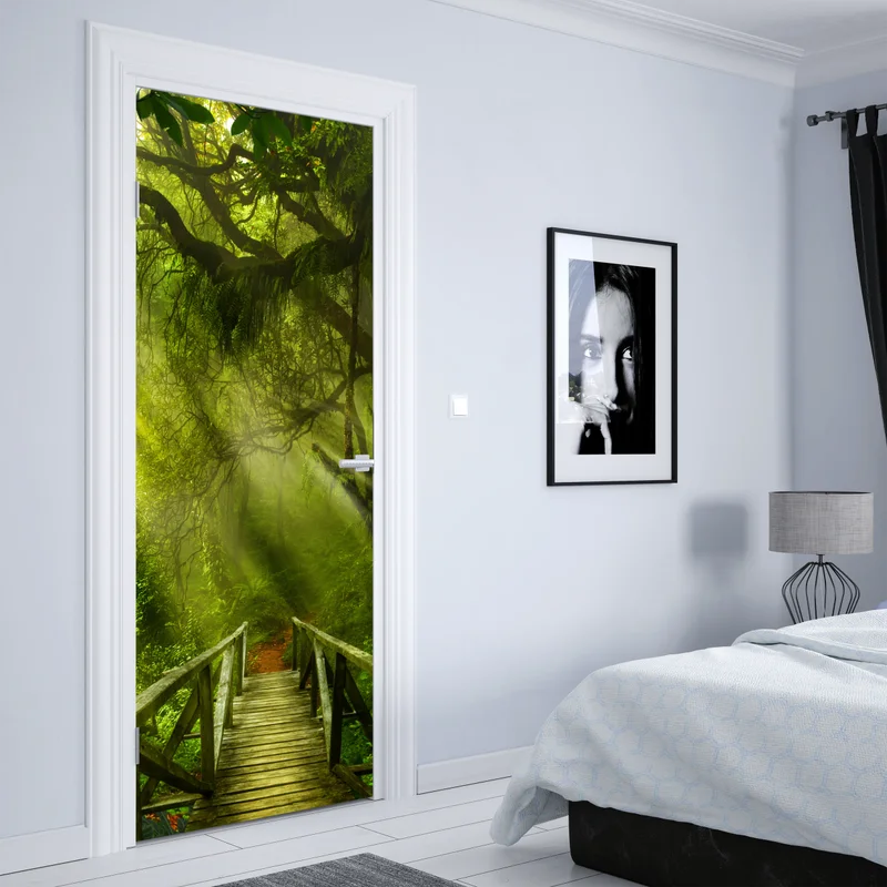 Türaufkleber sonnenbeschienener waldweg