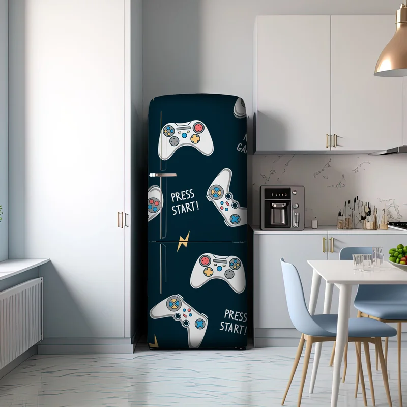 Kühlschrankaufkleber retro-muster mit gamepads