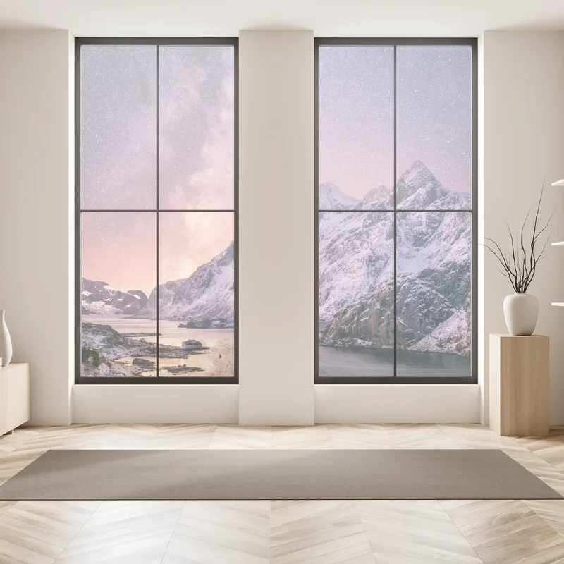 Fensteraufkleber milchstraße über verschneiten bergen in Norwegen Fensteraufkleber milchstraße über verschneiten bergen in Norwegen