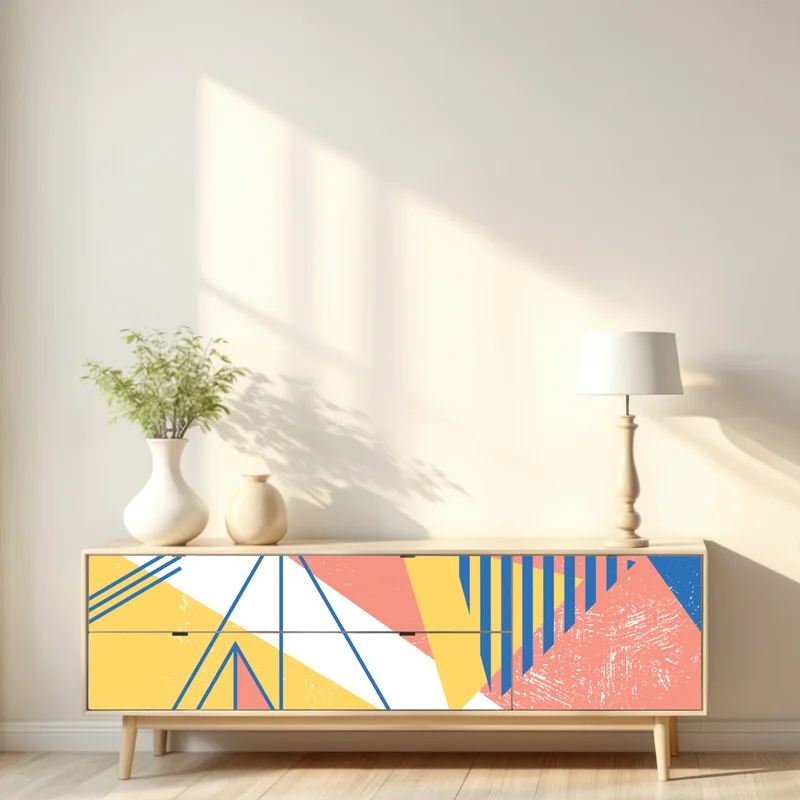 Repositionierbarer Aufkleber pastellfarbene geometrische komposition