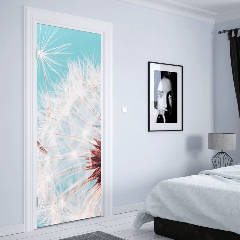 Türaufkleber zarter löwenzahn vor türkisfarbenem hintergrund Türaufkleber zarter löwenzahn vor türkisfarbenem hintergrund