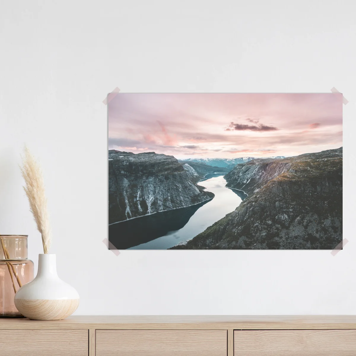 Poster ruhiger fjord bei sonnenuntergang Poster ruhiger fjord bei sonnenuntergang
