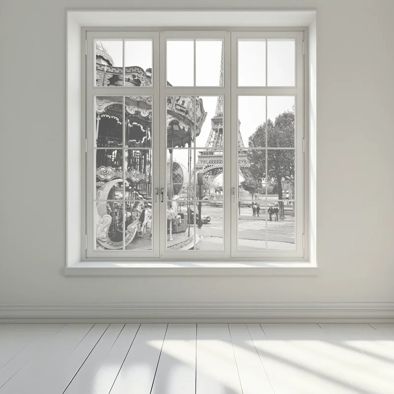 Fensteraufkleber Eiffelturm und karussell in Paris