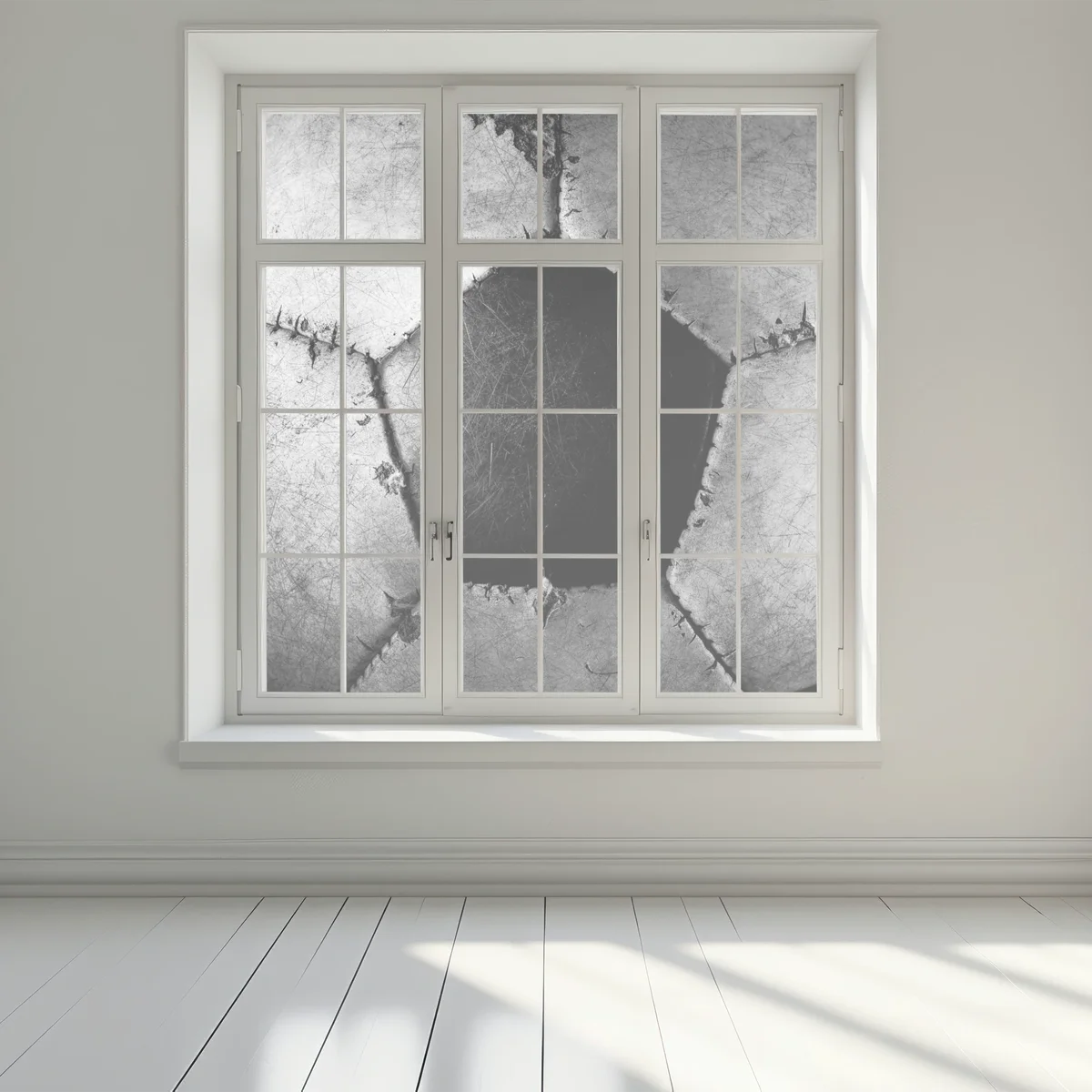 Naklejka na okno zniszczona piłka nożna - zbliżenie Naklejka na okno zniszczona piłka nożna - zbliżenie