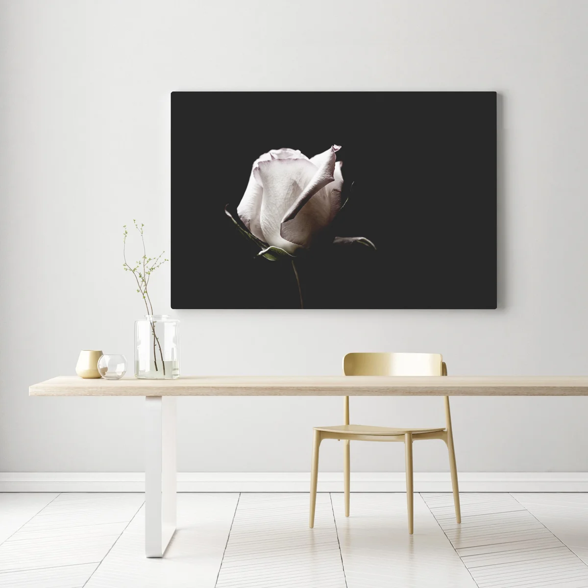 Leinwandbild weiße rose vor schwarzem hintergrund Leinwandbild weiße rose vor schwarzem hintergrund