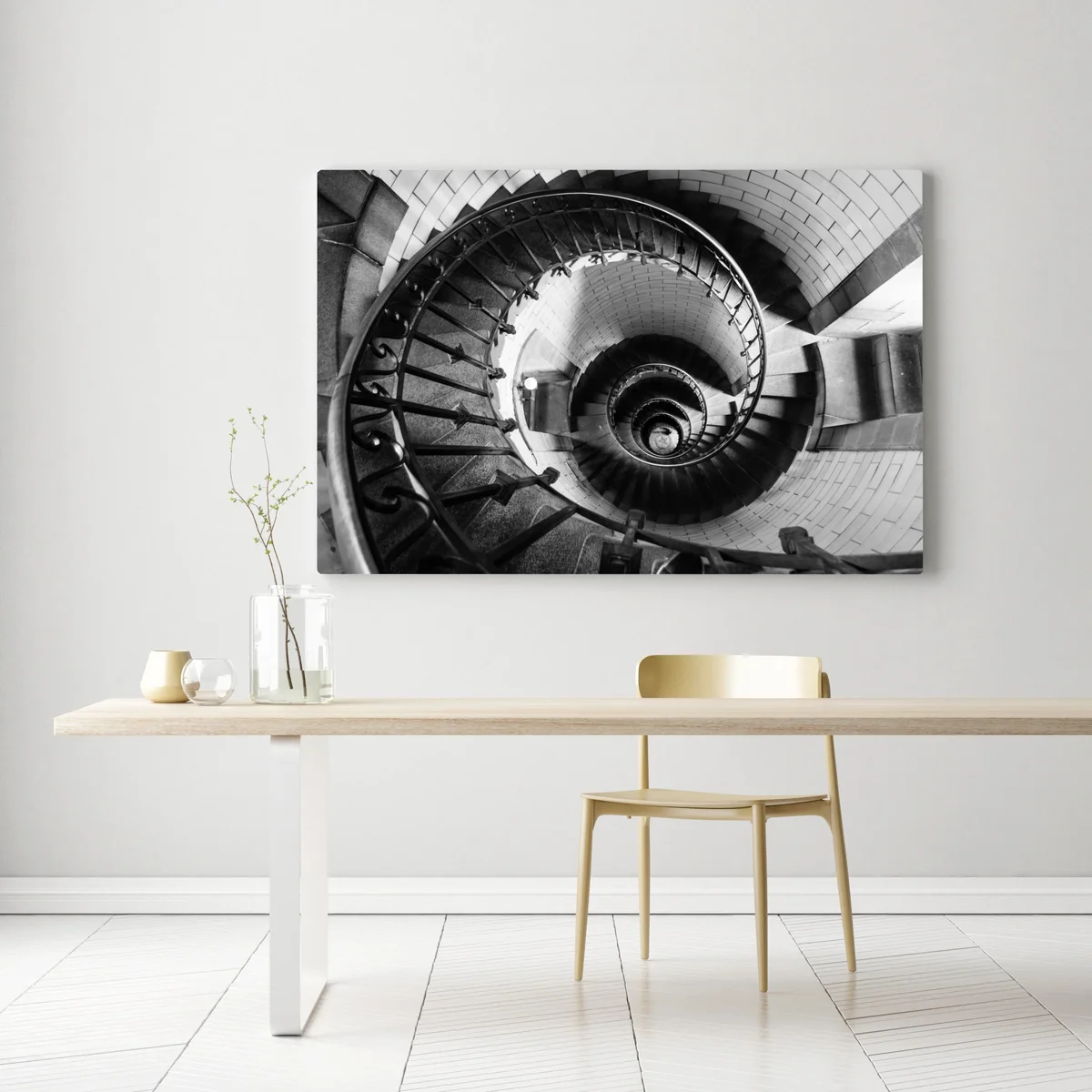 Leinwandbild spiraltreppe in monochromer perspektive Leinwandbild spiraltreppe in monochromer perspektive