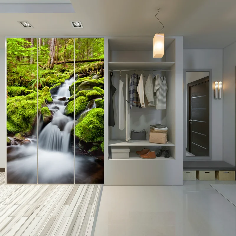 Schrankaufkleber moosbedeckter bach bei Sol Duc Falls